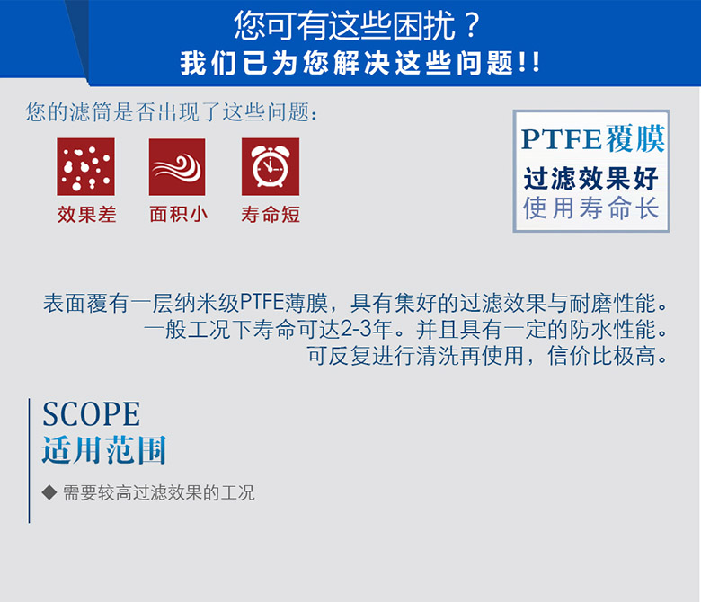 高效濾筒 聚酯纖維濾筒 ptfe覆膜濾筒 覆膜聚酯濾筒